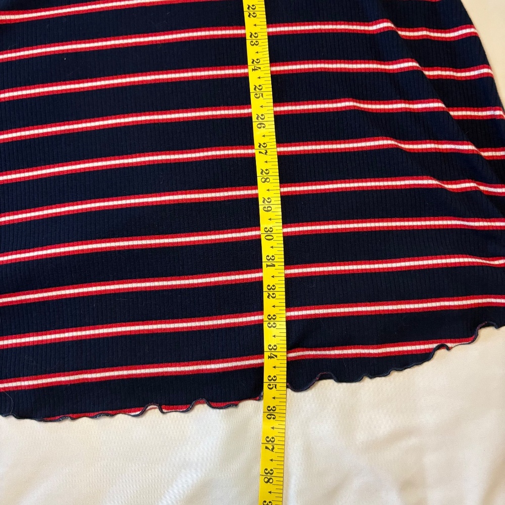 Mossimo Ribbed Red White Blue Striped T-Shirt‎ Dress Size Medium - Picture 5 of 7